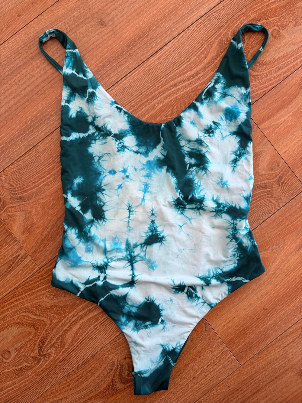 Lulu's Teal and White Tie-Dye One-Piece Swimsuit